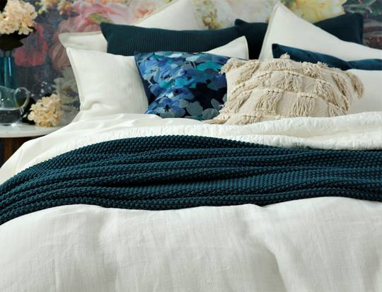 MM Linen - Herringbone Linen Duvet Set - Ivory / Eurocases